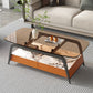 Glam Rectangle Cocktail Table Glass/Slate Top 4 Legs Coffee Table