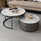 No Distressing Stone Coffee Table Frame Round Nesting Coffee Table Set with 2 Drawers Clearhalo 'Coffee & Accent Tables' 'Coffee Tables' 'coffee_tables' 'furn' 'furn_coffee_tables' 'Furniture' 'Living Room Furniture' 1200x1200_f991609c-afd6-412c-8e26-315ceb73bc8c