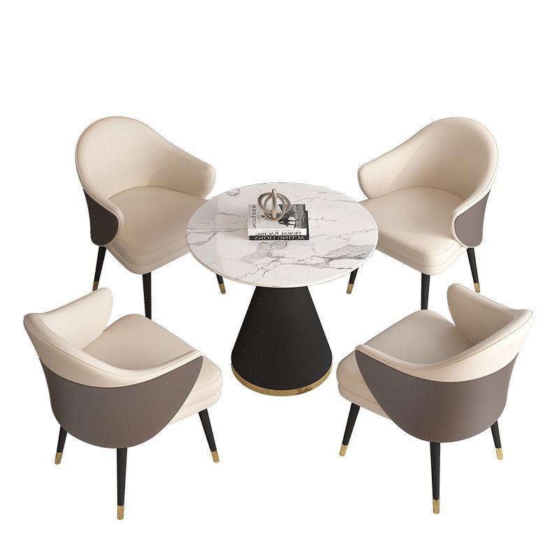 Modern Style Sintered Stone White Dining Room Set with Round Table Formal Dining Table Furniture Clearhalo 'Dining Room Sets' 'Dining Tables & Seating' 'dining_room_set' 'furn' 'furn_dining_room_set' 'Furniture' 'furniture_dining_room_set' 'Kitchen & Dining Furniture' 'kitchen&dining_furn' 'kitchen' 1200x1200_f992a237-c7ea-4439-b1e0-26d8e42438bb