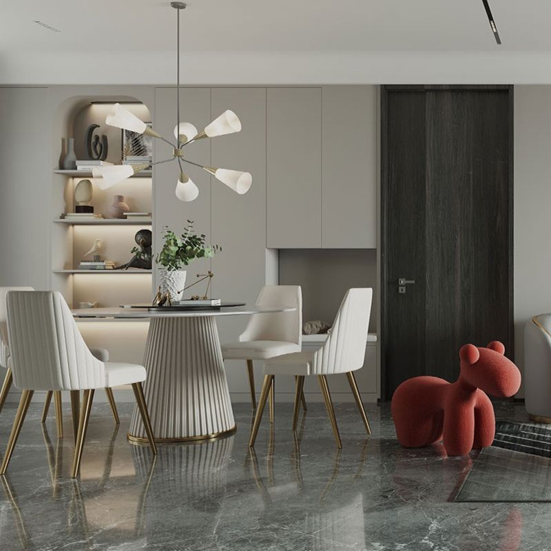 Glam Home Convertible Dining Table Sintered Stone Round Pedestal Table Clearhalo 'Dining Tables & Seating' 'Dining Tables' 'dining_table' 'furn' 'furn_dining_table' 'Furniture' 'furniture_dining_table' 'Kitchen & Dining Furniture' 'kitchen' 'kitchen_dining_table' 1200x1200_f9970895-f29d-494f-aa9b-9b2b5240315c