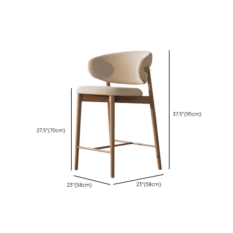 Solid Wood Dining Stools Low Back Upholstered Bar Stools with Footrest