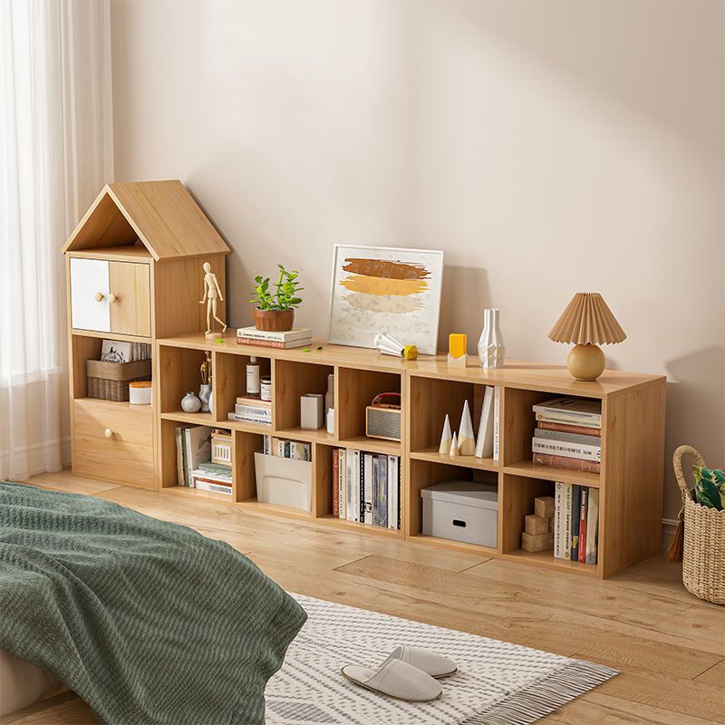 Engineered Wood Closed Back Bookshelf Standard Modern Bookcase