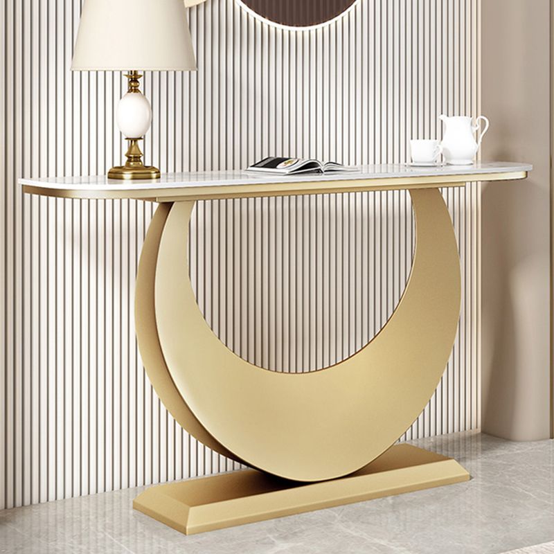 Tavolo di accento di mezza luna di pietra moderna da 31,5 "tavolo da console alta per Hall