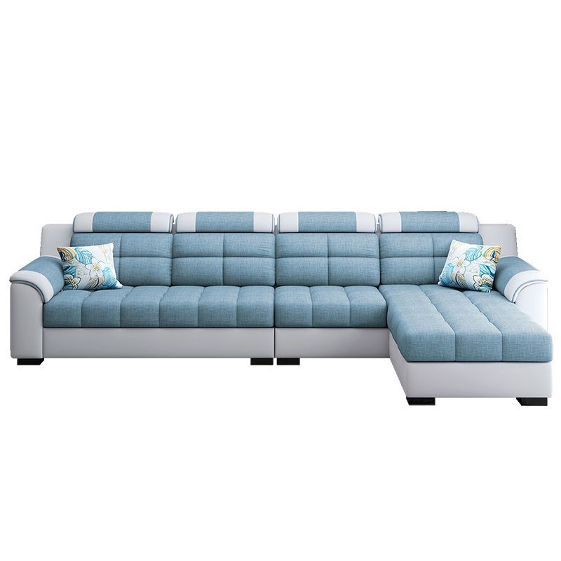 Sewn Pillow Back Sofa with Ottoman Included and Storage for Four People Clearhalo 'Furniture' 'furniture_sectionals' 'Living Room Furniture' 'Sectionals' 1200x1200_f99e10c9-da8a-4155-b5b8-185510c039dc