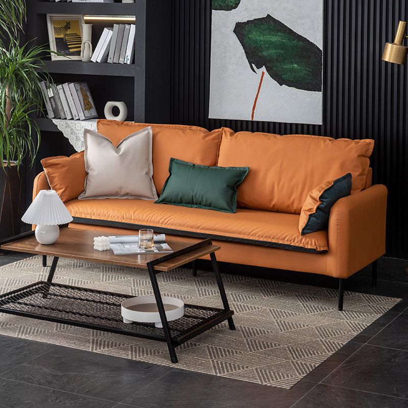 Modern Leather Square Arm Sofa with Loose Back for Living Room Clearhalo 'Furniture' 'furniture_sofas' 'kitchen' 'kitchen_sofas' 'Living Room Furniture' 'Sofa' 'sofas' 1200x1200_f99ec165-bbdc-4e3c-96c5-90c2519d9973