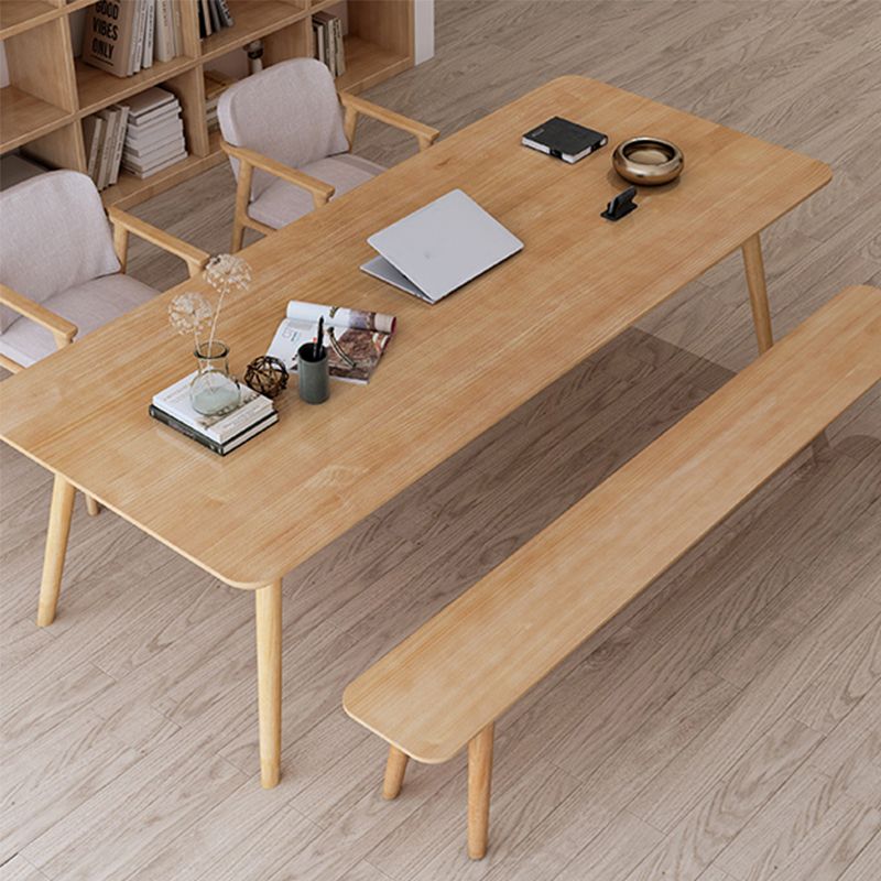 Table de réunion de bureau de style moderne en bois massif 4 jambes