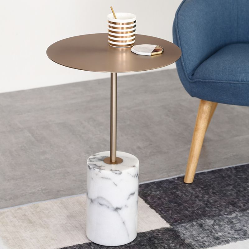 Iron and Marble End Table 11.8" Tall Mid-Century Round Drum Side Table Clearhalo 'Coffee & Accent Tables' 'End & Side Tables' 'end_side_table' 'end_side_tables' 'furn' 'furn_end_side_tables' 'Furniture' 'furniture_end_side_table' 'Living Room Furniture' 1200x1200_f9a27e41-8f79-49f1-ac41-2567490791e6