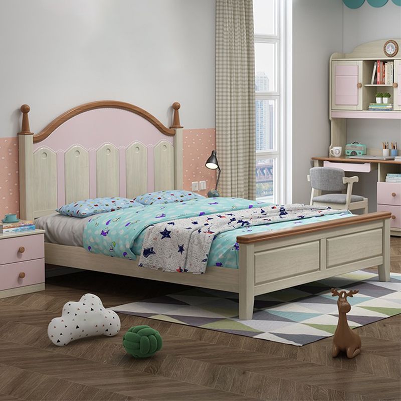 84,65-inch breed traditioneel bedframe dennenhoutbed met hoofdeinde