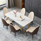 Rectangle White Dining Table Traditional Luxury Dining Table with Gold Frame