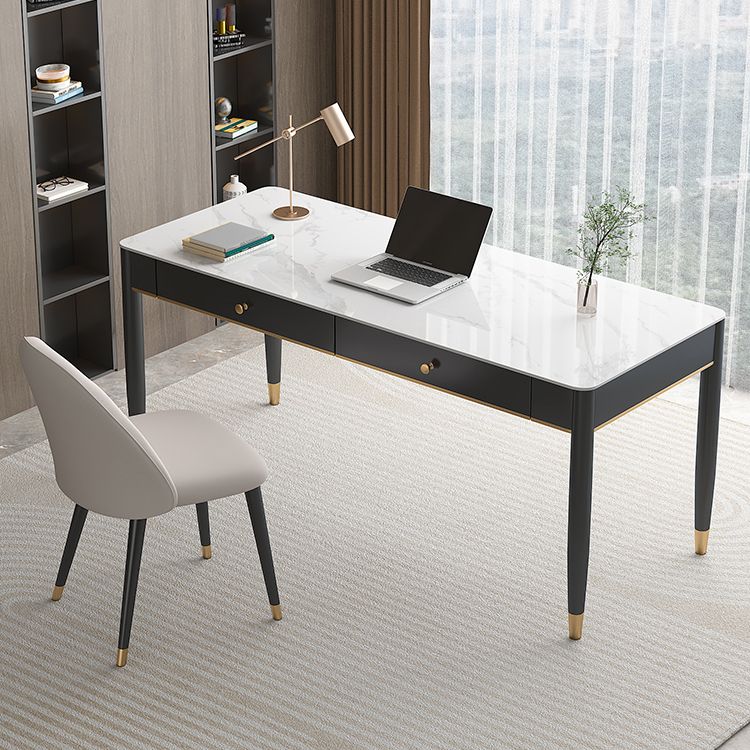 Glam Office Desk Antique Finish Curved Computer Desk with 2 Storage Drawers Clearhalo 'furn' 'furn_office_desk' 'Furniture' 'Office Desks' 'Office Furniture' 'office_desk' 1200x1200_f9a4e0b7-500e-4328-a887-6a4a7e95b12f