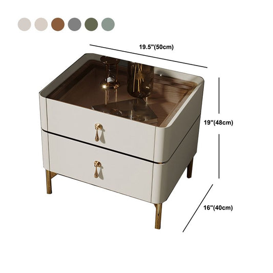 Glam 2-Schalter Nachttischglas Top 19-Zoll-H-Beine inklusive Nachttisch