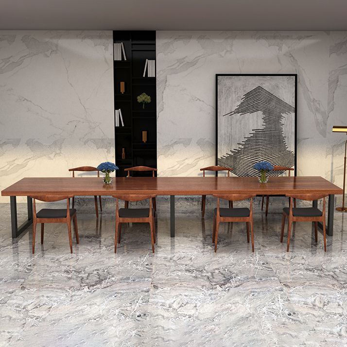 Metal Industrial Rectangle Dining Table Solid Wood Table for Dining Room Clearhalo ' dining_table' 'Dining Tables & Seating' 'Dining Tables' 'furn' 'furn_dining_table' 'Furniture' 'furniture_dining_table' 'Kitchen & Dining Furniture' 'kitchen&dining_furn' 'kitchen' 'kitchen_dining_table' 1200x1200_f9a5fb97-82e6-45b7-a973-4aae80226a5c