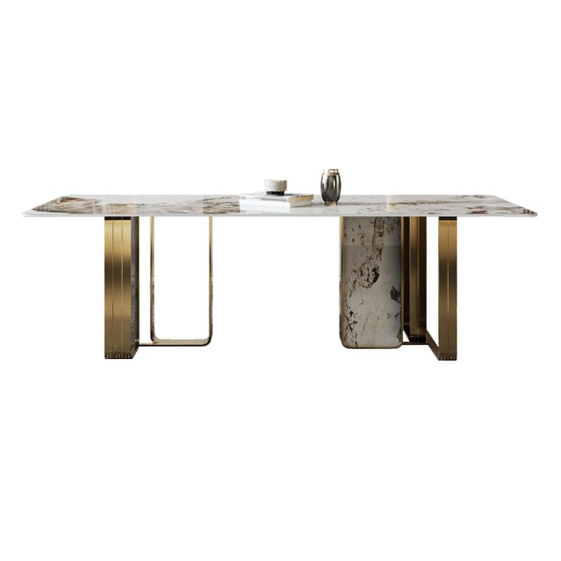 Glam Style Dining Rectangle Table Dining Sintered Stone Table for Home