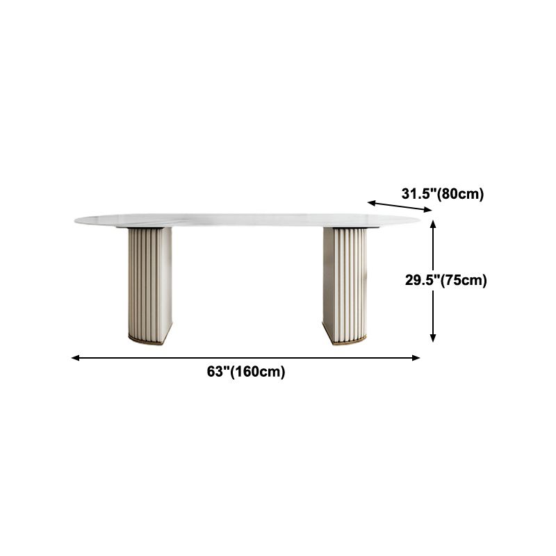 Glam Sintered Stone Oval Shape Dining Table White Standard Dining Table for Kitchen Clearhalo ' dining_table' 'Dining Tables & Seating' 'Dining Tables' 'furn' 'furn_dining_table' 'Furniture' 'furniture_dining_table' 'Kitchen & Dining Furniture' 'kitchen&dining_furn' 'kitchen' 'kitchen_dining_table' 1200x1200_f9a66a9e-4319-48b7-86d5-d03119854993
