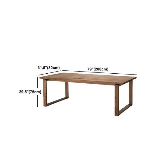Mesa de comedor de rectángulo marrón pino pino mesa base de trineo de madera sólida