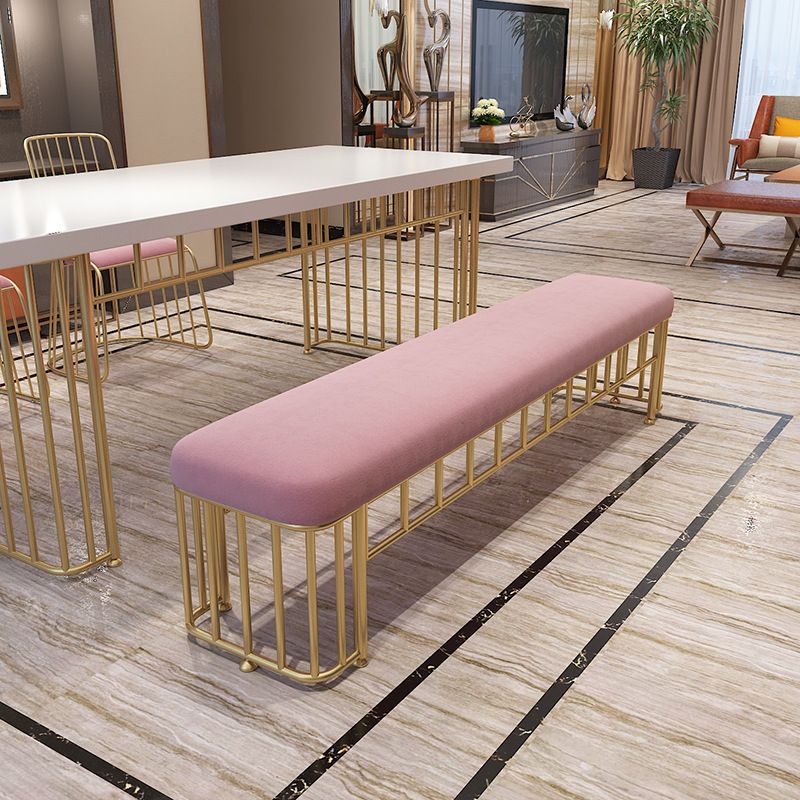 Modern Cotton Foam Bench Pink Cushioned Bench with Legs for Kitchen Clearhalo 'Benches' 'Chairs & Seating' 'furn' 'furn_benches' 'Furniture' 'Living Room Furniture' 1200x1200_f9ae3a03-9734-47b9-b7b4-5abb7f593baa