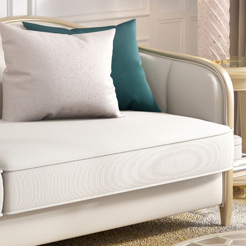 Canapé de faux cuir français avec pouf inclus dans le bois