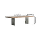 Rectangle Glam Dining Table Solid Wood Brown Fixed Table with Double Pedestal Base Clearhalo ' dining_table' 'Dining Tables & Seating' 'Dining Tables' 'Furniture' 'furniture_dining_table' 'Kitchen & Dining Furniture' 'kitchen&dining_furn' 'kitchen' 'kitchen_dining_table' 1200x1200_f9b196de-4dab-4cc8-b718-ec4d0a8baaa1