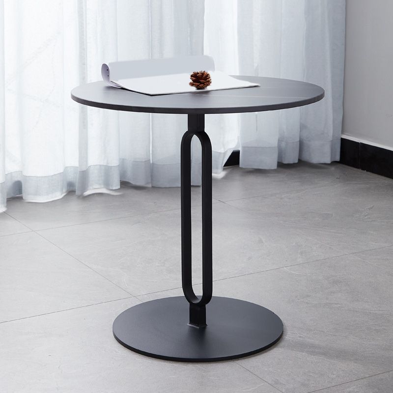 Round Marble Top End Table Metal Pedestal Sofa Side End Table for Living Room