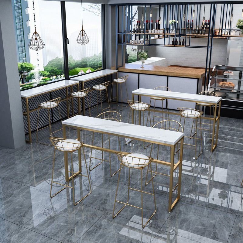 Faux Marble Bar Table Set Glam Style 1/3/5 Pieces Rectangle Counter Table Clearhalo 'Bar Furniture' 'furn' 'furn_home_bar_bar_sets' 'Furniture' 'Home Bars & Bar Sets' 'home_bar_bar_sets' 'Kitchen & Dining Furniture' 1200x1200_f9b50b4b-afd1-4566-acc3-1ebbd95fda90