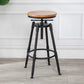 Tabouret industriel en métal, siège rond en bois, tabouret de comptoir réglable, finition mate