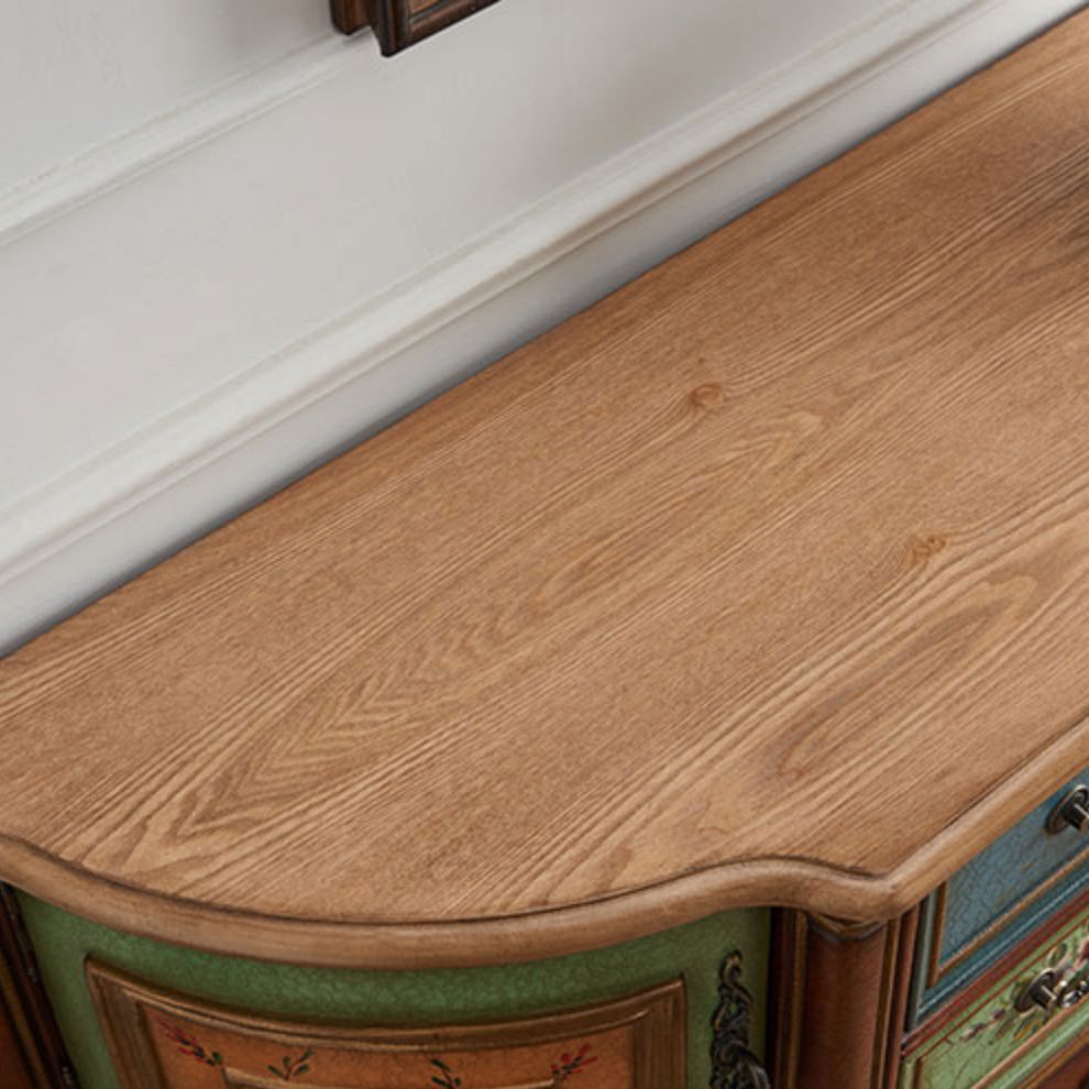 Mid Century Modern Wood Console Table Half Moon Accent Table for Hall