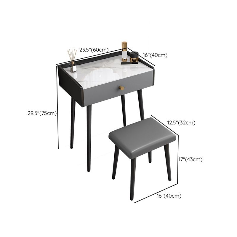 Zeitgenössischer Waschtisch mit Steinmake -up -Schminktisch in Schwarz