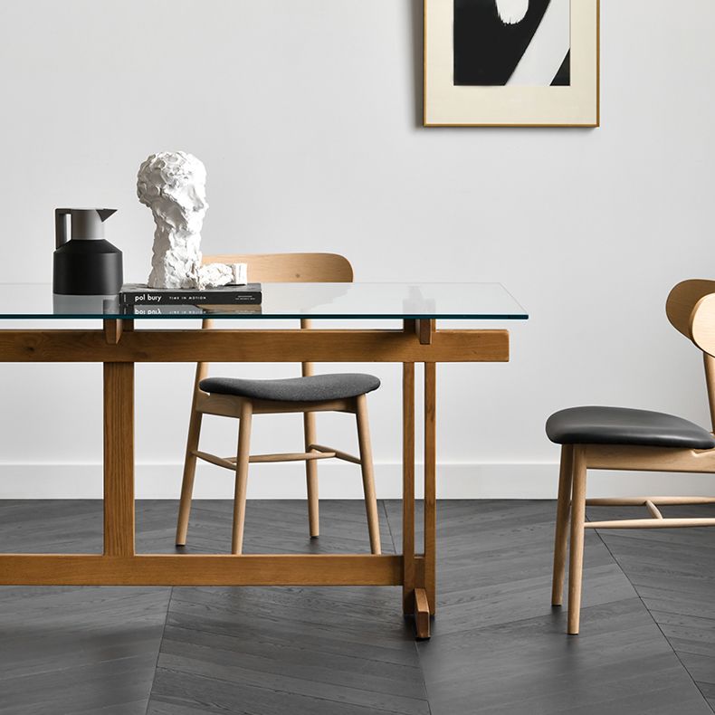 Trestle Table Clear Tempered Glass Dining Table Rectangle for Dining Room Home Clearhalo ' dining_table' 'Dining Tables & Seating' 'Dining Tables' 'Furniture' 'furniture_dining_table' 'Kitchen & Dining Furniture' 'kitchen&dining_furn' 'kitchen' 'kitchen_dining_table' 1200x1200_f9bf230c-82cd-48af-bd42-20bf5aa435c1