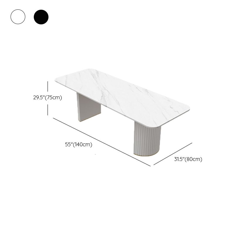 Table de conférence de forme rectangulaire de bureau en pierre avec 2 lames en noir / blanc