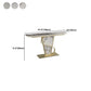 Glam Pedestal Slate Metal Sofa Console Table Half Moon Stain Resistant Console Table Clearhalo 'Console Tables' 'console_tables' 'Entry & Mudroom Furniture' 'furn' 'furn_console_tables' 'Furniture' 1200x1200_f9c1ae57-410e-4961-9703-01b08e09c210