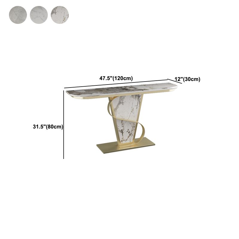 Glam Pedestal Slate Metal Sofa Console Table Half Moon Stain Resistant Console Table Clearhalo 'Console Tables' 'console_tables' 'Entry & Mudroom Furniture' 'furn' 'furn_console_tables' 'Furniture' 1200x1200_f9c1ae57-410e-4961-9703-01b08e09c210