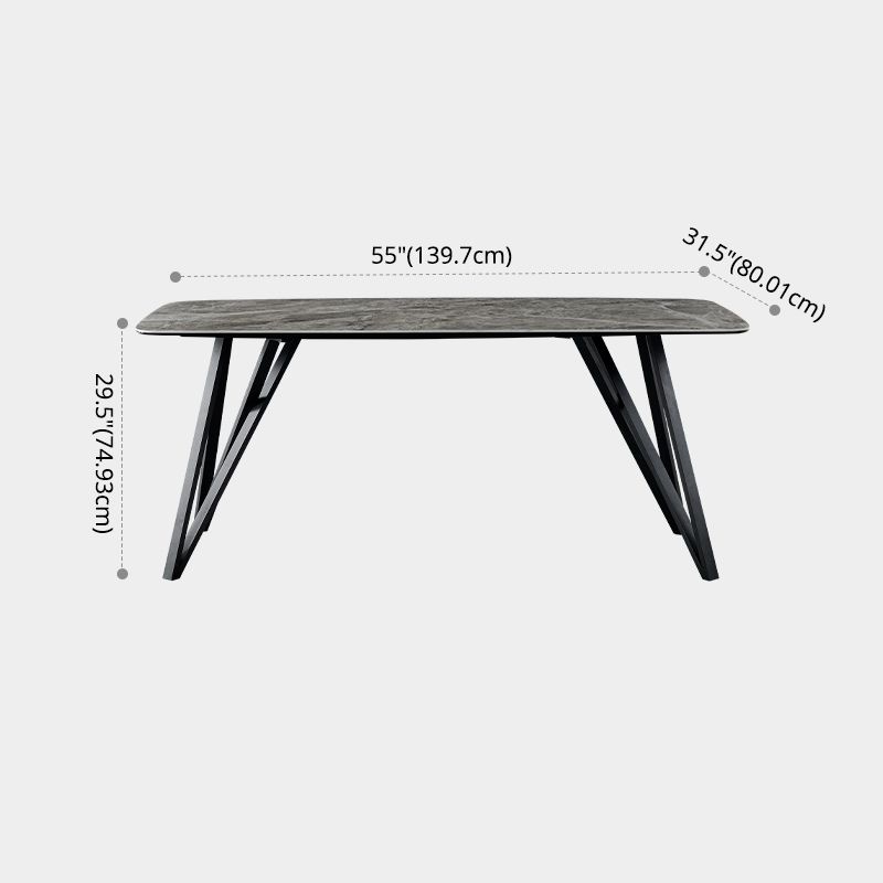 Contemporary Sintered Stone Top Dining Room Set with Rectangle Shape Dining Set with Pedestal Base Clearhalo 'Dining Room Sets' 'Dining Tables & Seating' 'dining_room_set' 'furn' 'furn_dining_room_set' 'Furniture' 'furniture_dining_room_set' 'Kitchen & Dining Furniture' 'kitchen&dining_furn' 'kitchen' 1200x1200_f9c1ce46-547d-462b-a1c1-9bfd0eb47d96