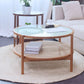 4 Legs Bunching Table with Solid Wood Base Round Coffee Table with Tempered Glass Top Clearhalo 'Coffee & Accent Tables' 'Coffee Tables' 'coffee_tables' 'furn' 'furn_coffee_tables' 'Furniture' 'Living Room Furniture' 1200x1200_f9c2ecc4-aa8b-4d0e-a05a-9b89598799e7