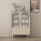 Solid Wood Glass/Rattan Door Cabinet Mid Century Beige Chest with Drawers Clearhalo 'Cabinets & Chests' 'cabinets_chests' 'furn' 'furn_cabinets_chests' 'Furniture' 'Living Room Furniture' 1200x1200_f9c33835-2340-4a9e-bf7e-c36a5568201d