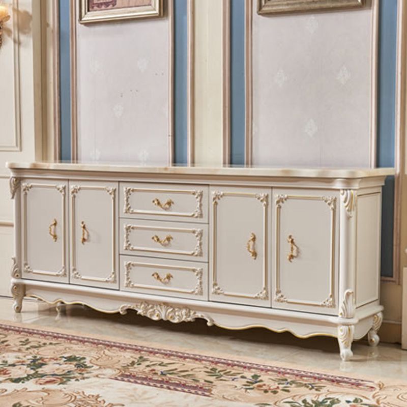 Sideboard glam in legno di gomma bianca con soggiorno a 2 porte