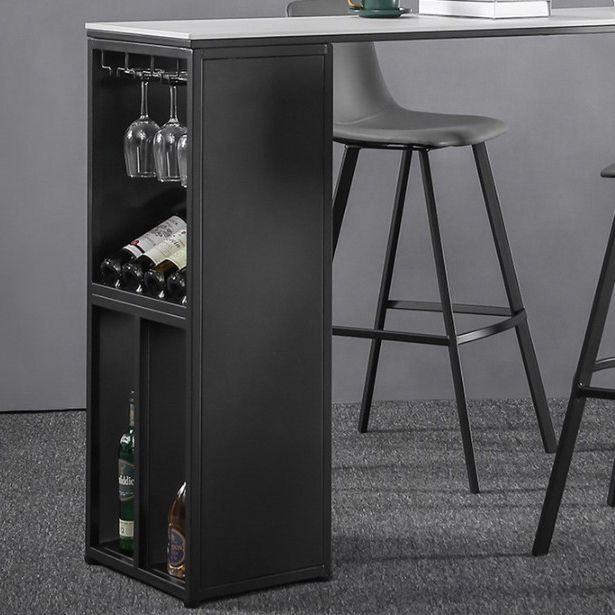 Industrial Style Bar Table Stone Top 42-inch Height Pub Table with Wine Glass Shelf Clearhalo 'Bar Furniture' 'Bar Tables' 'bar_tables' 'Furniture' 'furniture_bar_tables' 'Kitchen & Dining Furniture' 1200x1200_f9c59692-f99b-4fe1-86e3-eaf085d02453