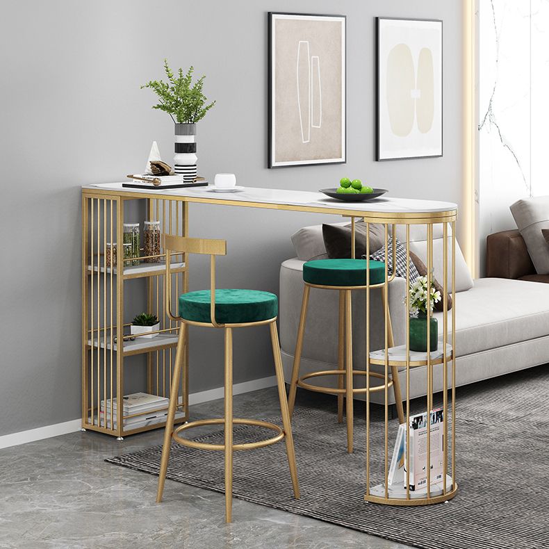 Tavolo da bar per bistrot doppio piedistallo glam con barra top/dinette in pietra di stoccaggio