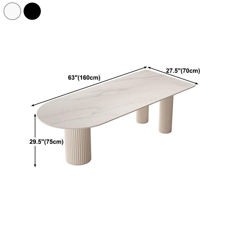 Kitchen Dining Table Modern Stone Dining Table in White and Black Clearhalo 'Dining Tables & Seating' 'Dining Tables' 'dining_table' 'furn' 'furn_dining_table' 'Furniture' 'furniture_dining_table' 'Kitchen & Dining Furniture' 'kitchen' 'kitchen_dining_table' 1200x1200_f9c7aa46-db26-4822-b321-fee072652c29