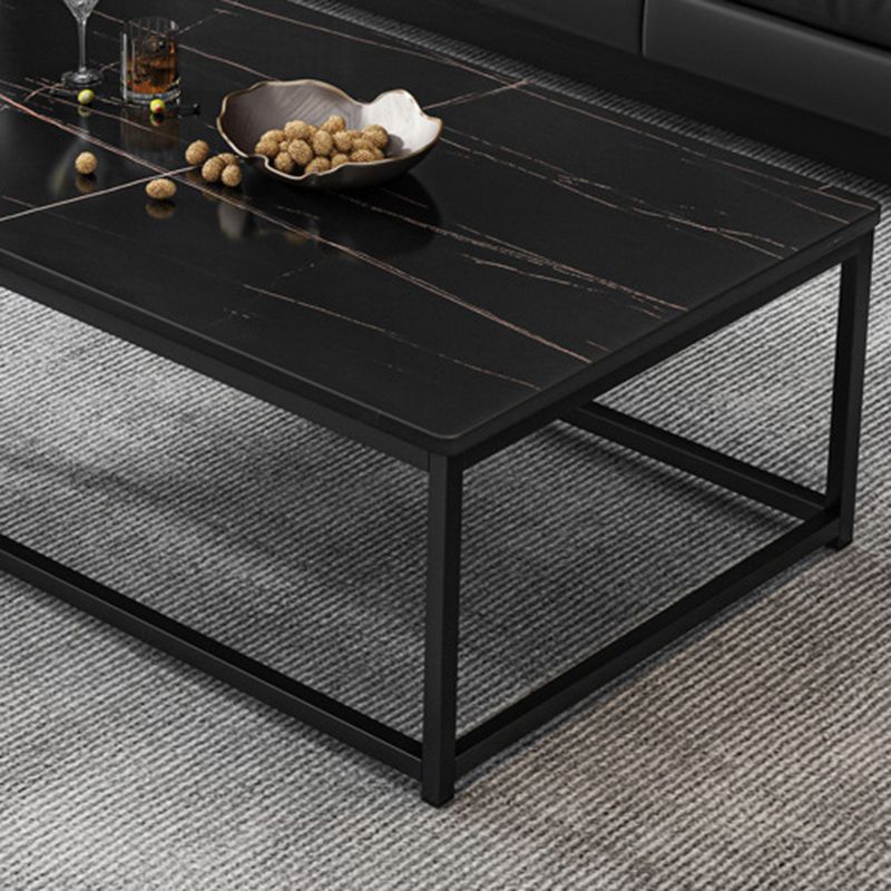 Mesa de centro simple rectangular de estilo moderno con estante - 16.5" H