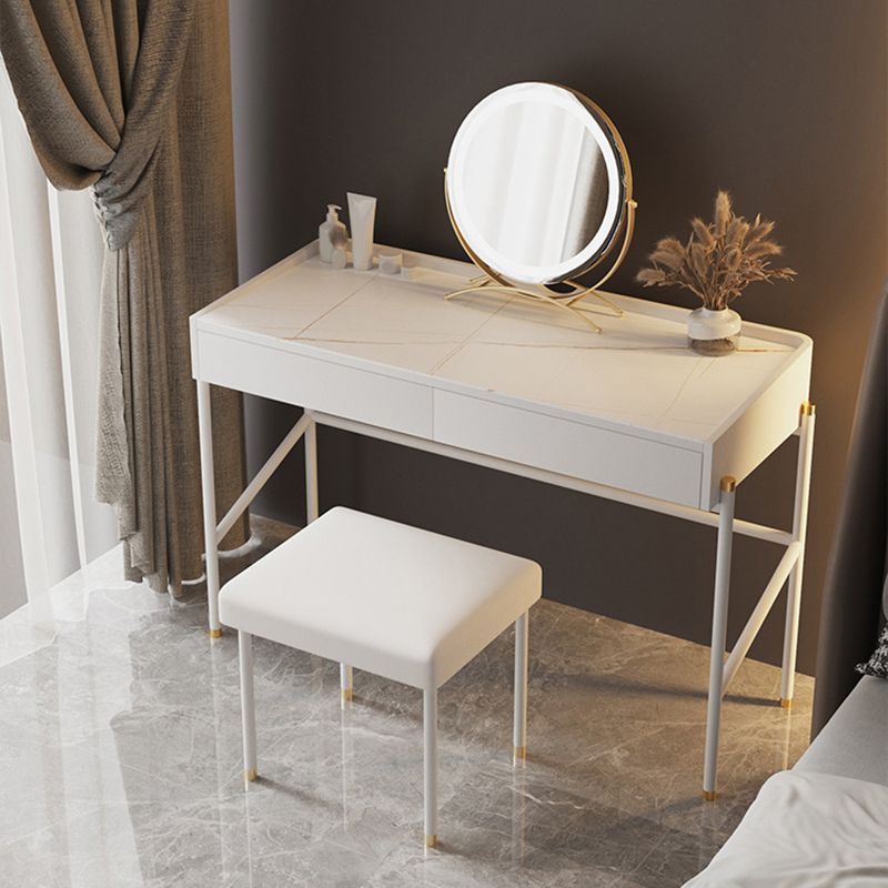 2 Drawers Makeup Table Desk Contemporary White Solid Wood Vanity Clearhalo 'Bedroom Furniture' 'furn' 'furn_makeup_vanities' 'Furniture' 'Makeup Vanities' 'makeup_vanities' 1200x1200_f9c99d3e-6a79-40b5-a0b7-6053eb03e1be