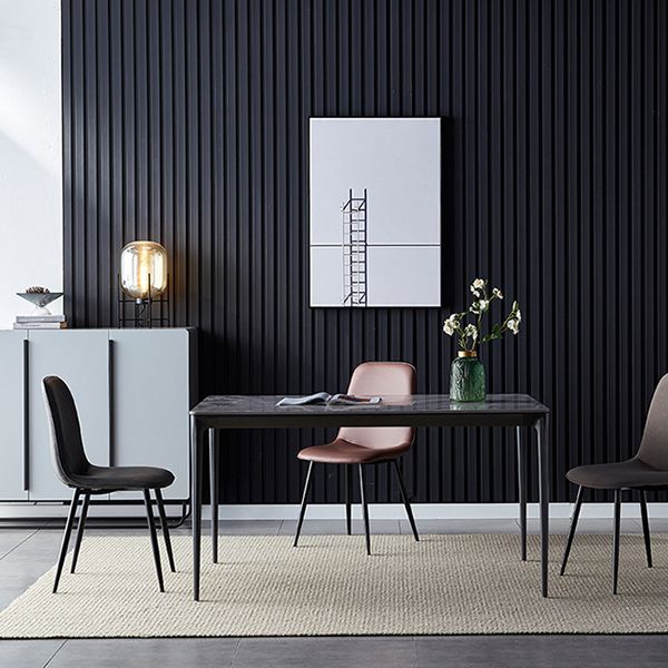 Modern Home Solid Back Side Chair Matte Finish Upholstered Dining Chair Clearhalo ' kitchen&dining_furn' 'Dining Chairs' 'Dining Tables & Seating' 'dining_chair' 'furn' 'furn_dining_chair' 'Furniture' 'furniture_dining_chair' 'Kitchen & Dining Furniture' 'kitchen' 1200x1200_f9c9c26b-3857-4f43-8a63-efd62397dcf7