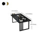 Glam Stone Dining Table Rectangle Iron Table with Double Pedestal Table
