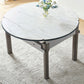 Contemporary Rectangular and Round White Dining Table with Wooden Legs