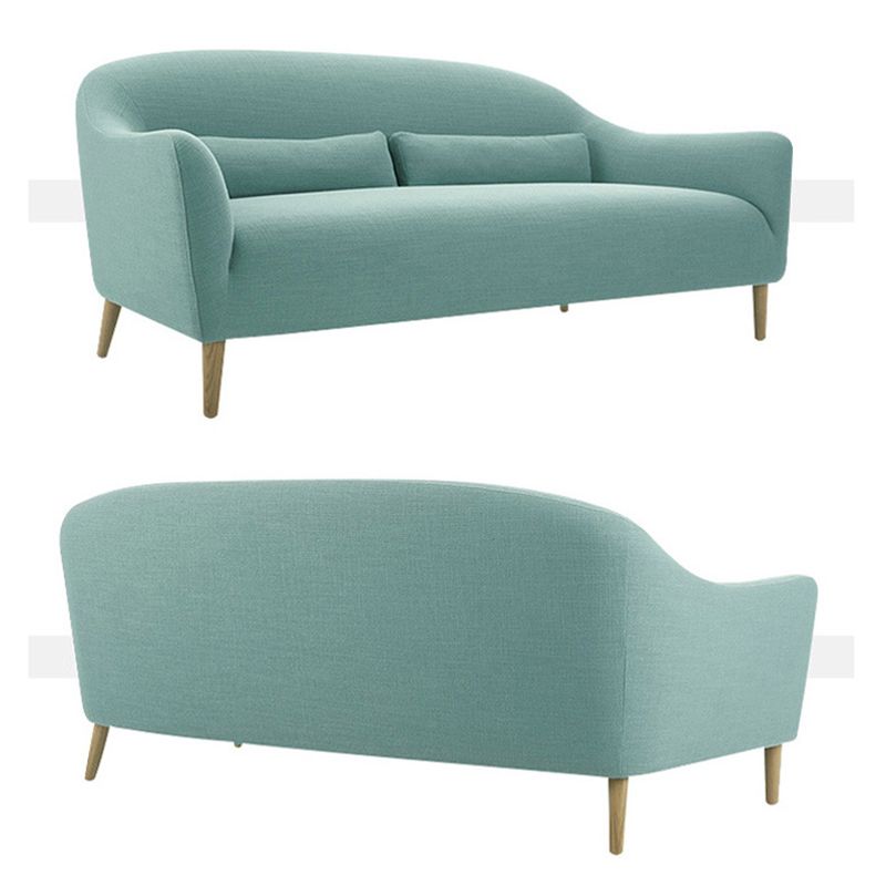 Contemporary Cotton Arm Sofa Sloped Arm Curved Loveseat for Living Room