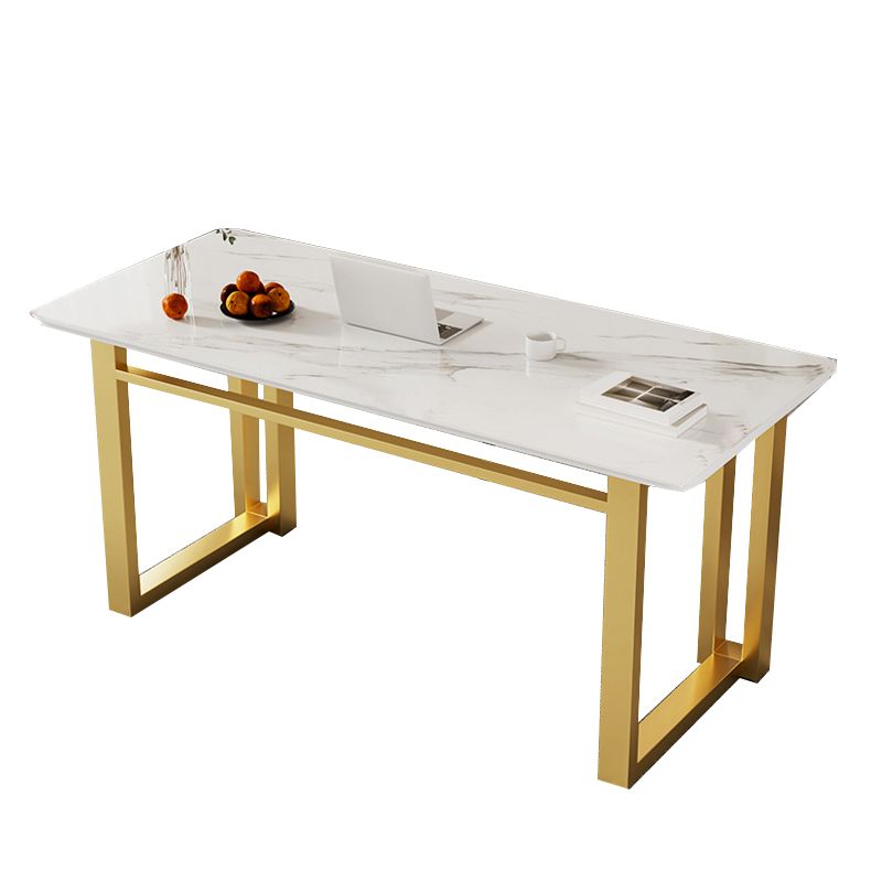 Rectangle Stone Top Office Desk Glam Style Writing with Metal Base Desk for Office Clearhalo 'furn' 'furn_office_desk' 'Furniture' 'Office Desks' 'Office Furniture' 'office_desk' 1200x1200_f9cfc409-28f8-4f61-854a-dbf85b9d307f