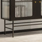 Glass Door Iron Sideboard Glam Server Cabinet with Storage for Living Room Clearhalo 'buffet_sideboard' 'Buffets & Sideboards' 'furn' 'furn_buffet_sideboard' 'Furniture' 'Kitchen & Dining Furniture' 1200x1200_f9d22f3a-22e2-4dc4-835e-96541cc2ab3a