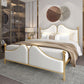 Glam Simple Metallic Bed Frame Upholstered Headboard Iron Panel Bed Clearhalo 'Bedroom Furniture' 'Beds' 'furn' 'furn_beds' 'Furniture' 1200x1200_f9d27321-f4ea-4b23-9577-b484dd768d34