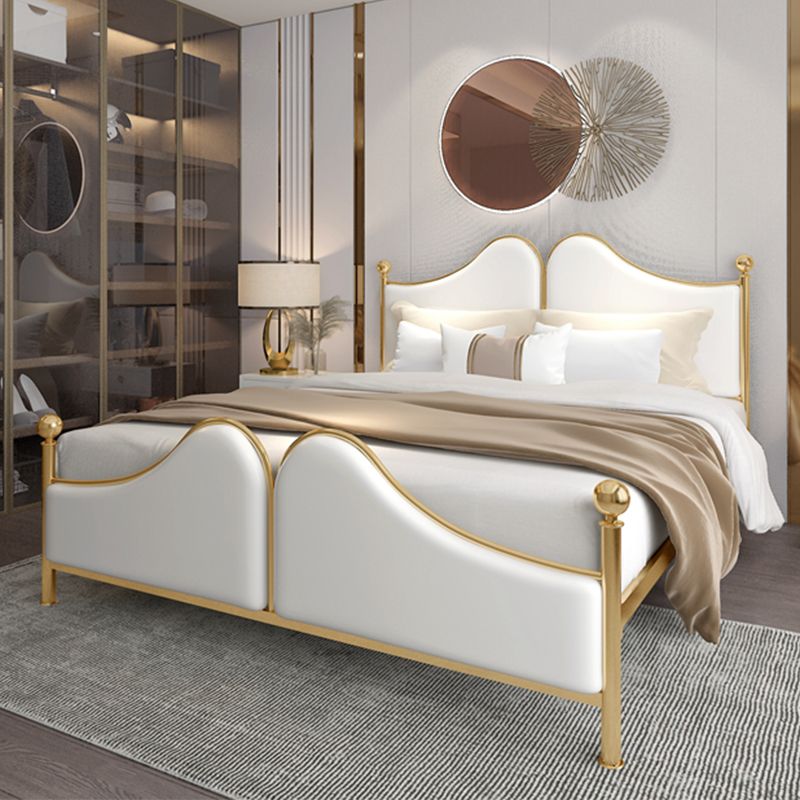 Glam Simple Metallic Bed Frame Upholstered Headboard Iron Panel Bed Clearhalo 'Bedroom Furniture' 'Beds' 'furn' 'furn_beds' 'Furniture' 1200x1200_f9d27321-f4ea-4b23-9577-b484dd768d34