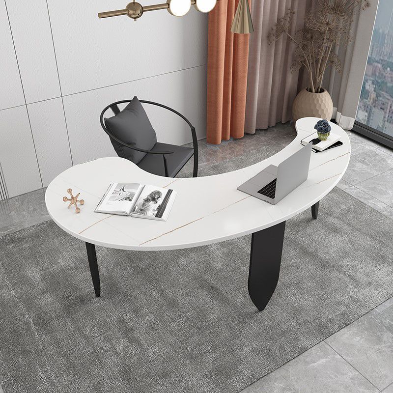Free Form Contemporary Writing Desk Sintered Stone Pedestal Base Desk Clearhalo 'Furniture' 'furniture_office_desk' 'Office Desks' 'Office Furniture' 'office_desk' 1200x1200_f9d38aff-6977-47ea-aed8-8a28e40ee4fb
