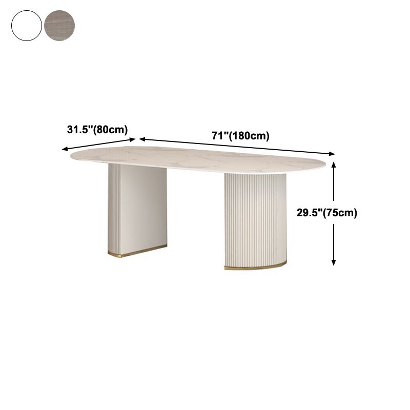Mesa de comedor de lujo tradicional mesa de comedor ovalado con pedestal doble